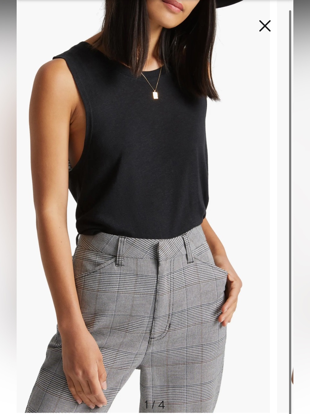 Brixton Montauk Tank Women’s Large Black Linen Blend Jersey Travel Minimalist